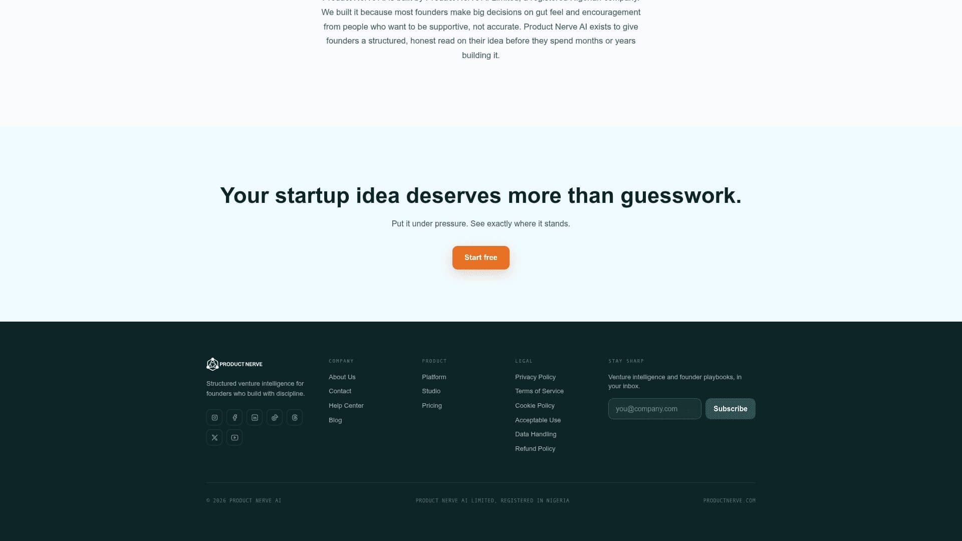 Investor readiness / operating workspace