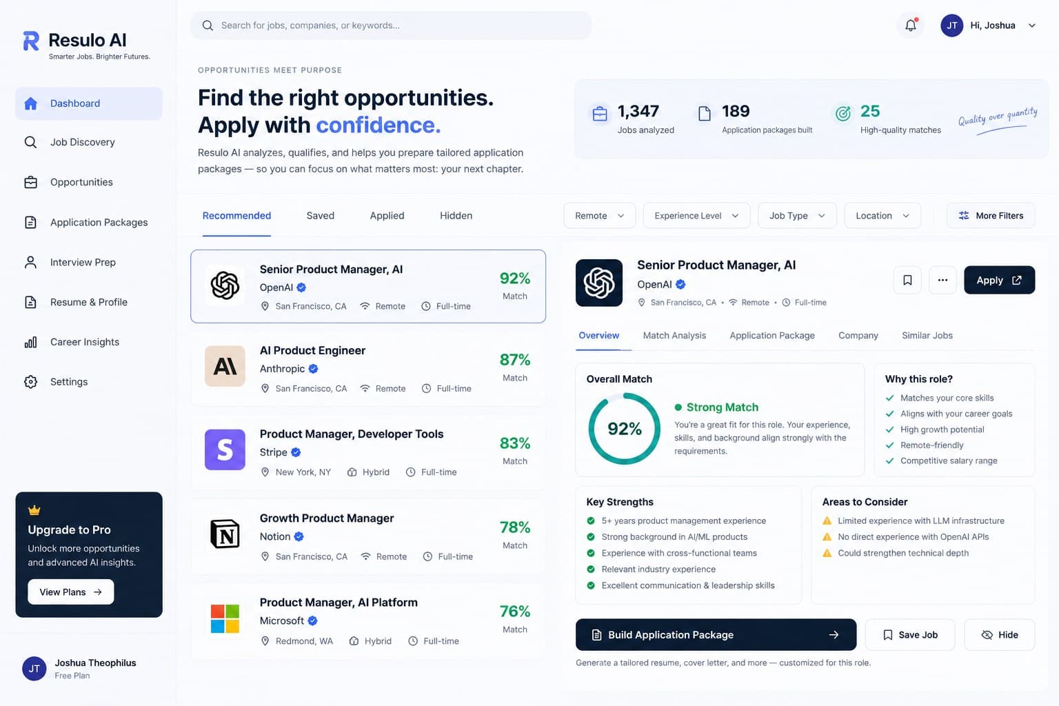 Job discovery and match scoring