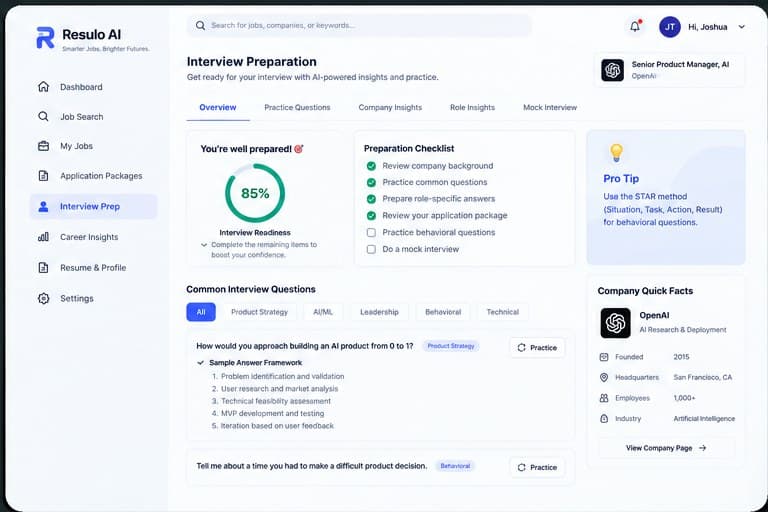 Interview preparation and practice